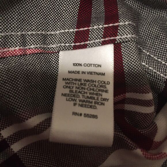 Express Mens Dress Shirt S Plaid Red White Gray Maroon Fitted Button Up 14 -14.5 - Picture 4 of 6